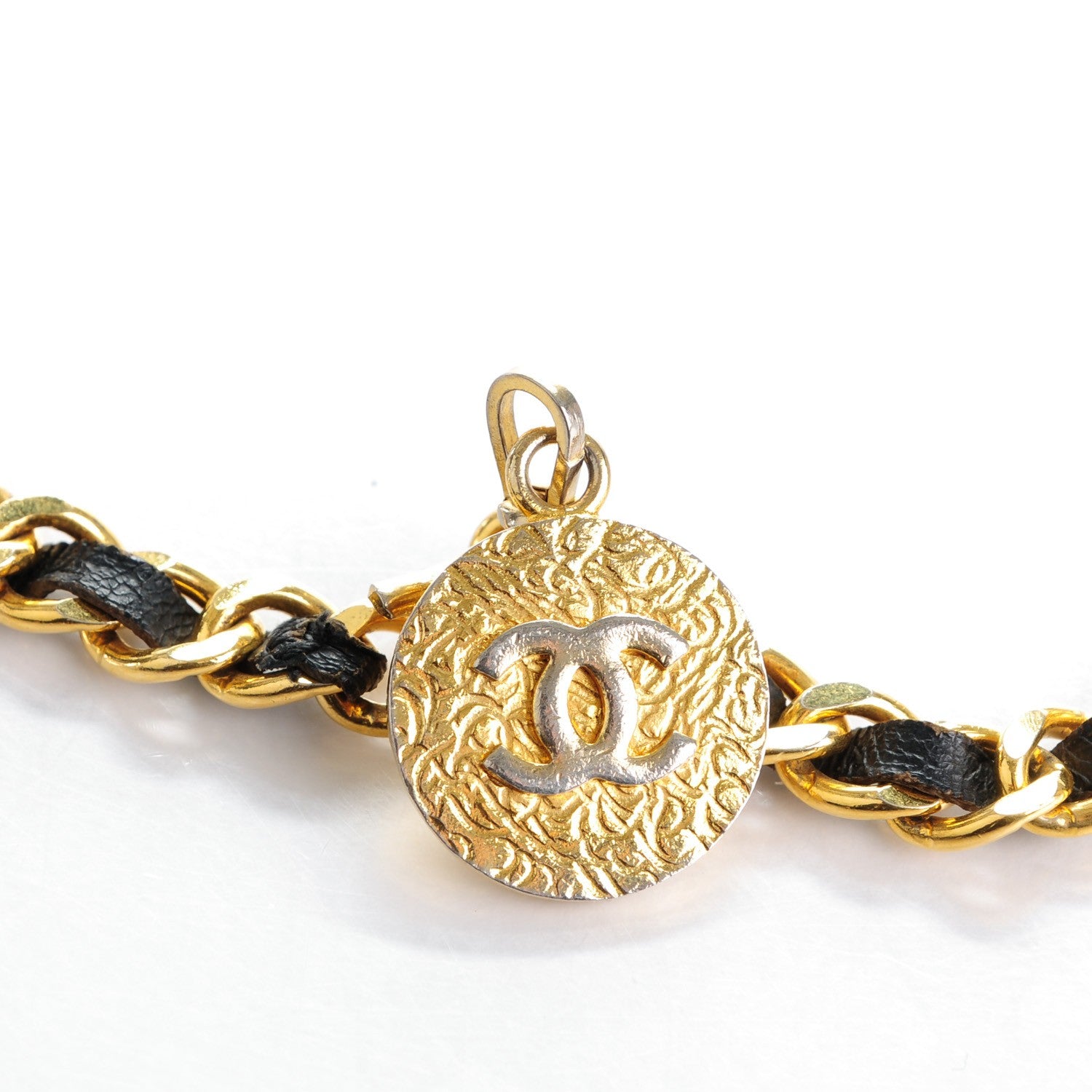 Chanel Lambskin Chain Medallion Belt Gold Black 3 of 5