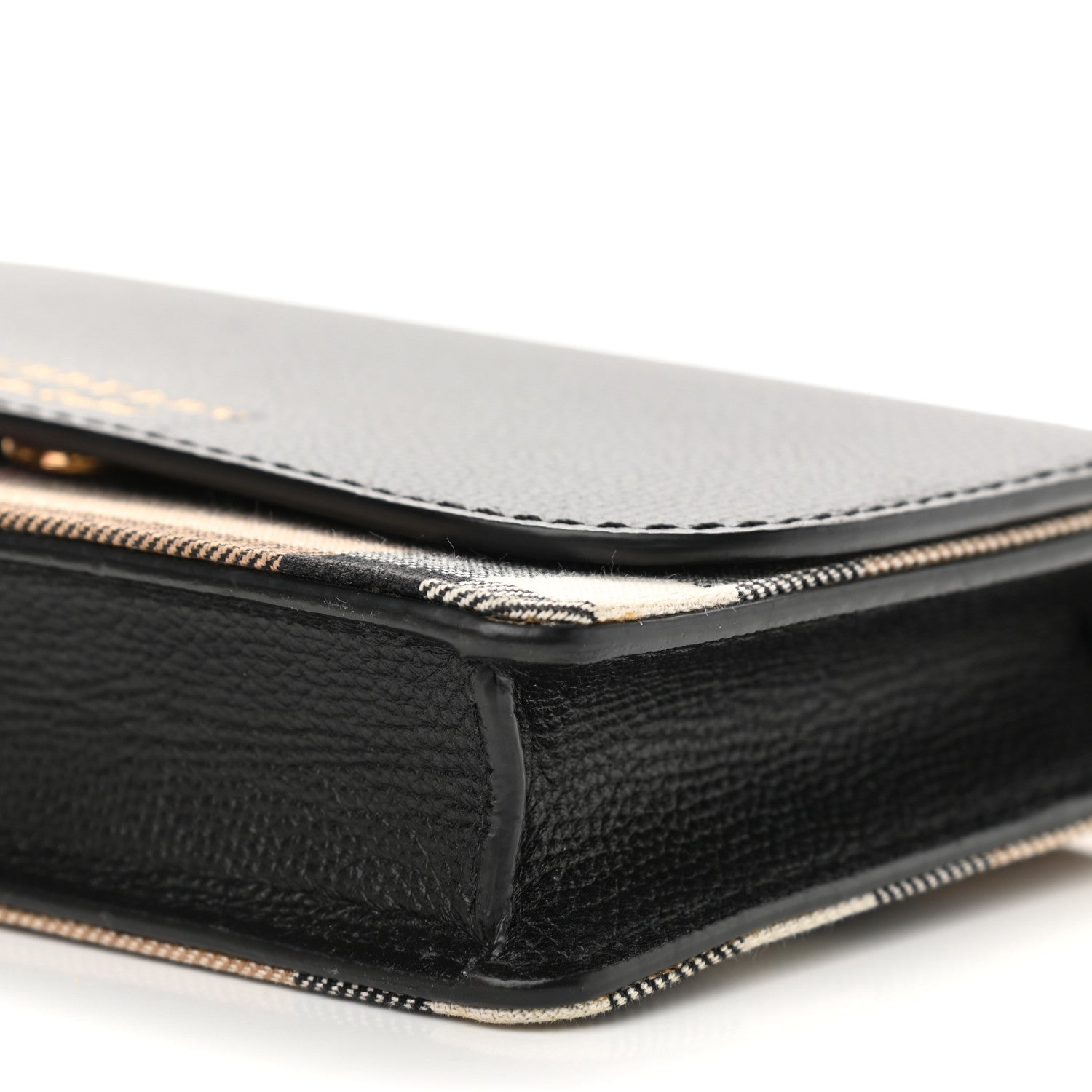 Burberry Grained Calfskin House Check Tartan Mix Hampshire Wallet On Chain Black 9 of 9