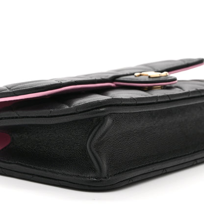 Chanel Lambskin Quilted Flap Phone Holder With Chain Black Lilac 10 of 11