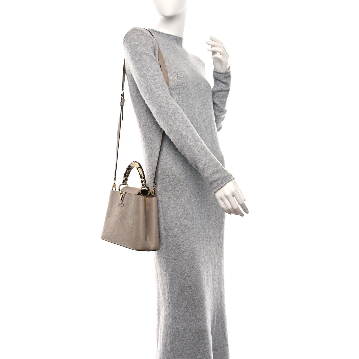 Louis Vuitton Taurillon Snakeskin Capucines BB Galet 3 of 8