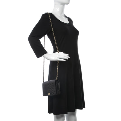 Chanel Caviar Chevron Quilted Boy Wallet On Chain WOC Black 2 of 10