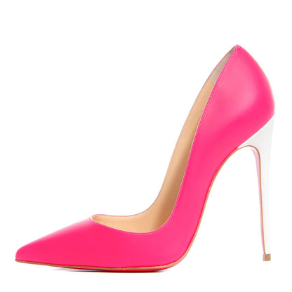 Christian Louboutin Matte Calfskin Jazz Calf Fluo So Kate 120 Pumps 35 Fuchsia White 1 of 6