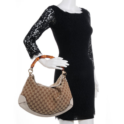 Gucci Monogram Medium Peggy Bamboo Top Handle Bag Off White 2 of 7