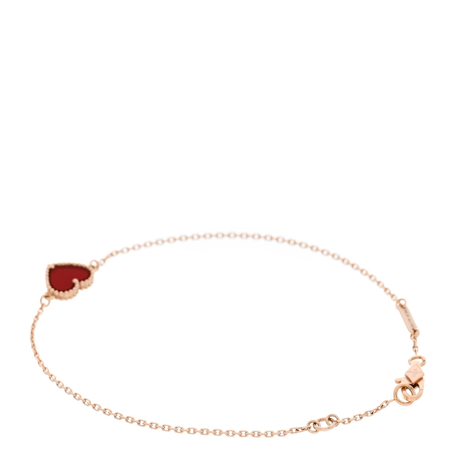Van Cleef & Arpels 18K Rose Gold Carnelian Sweet Alhambra Heart Bracelet 3 of 5