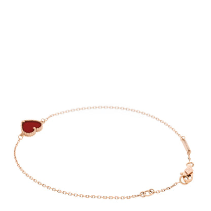 Van Cleef & Arpels 18K Rose Gold Carnelian Sweet Alhambra Heart Bracelet 3 of 5