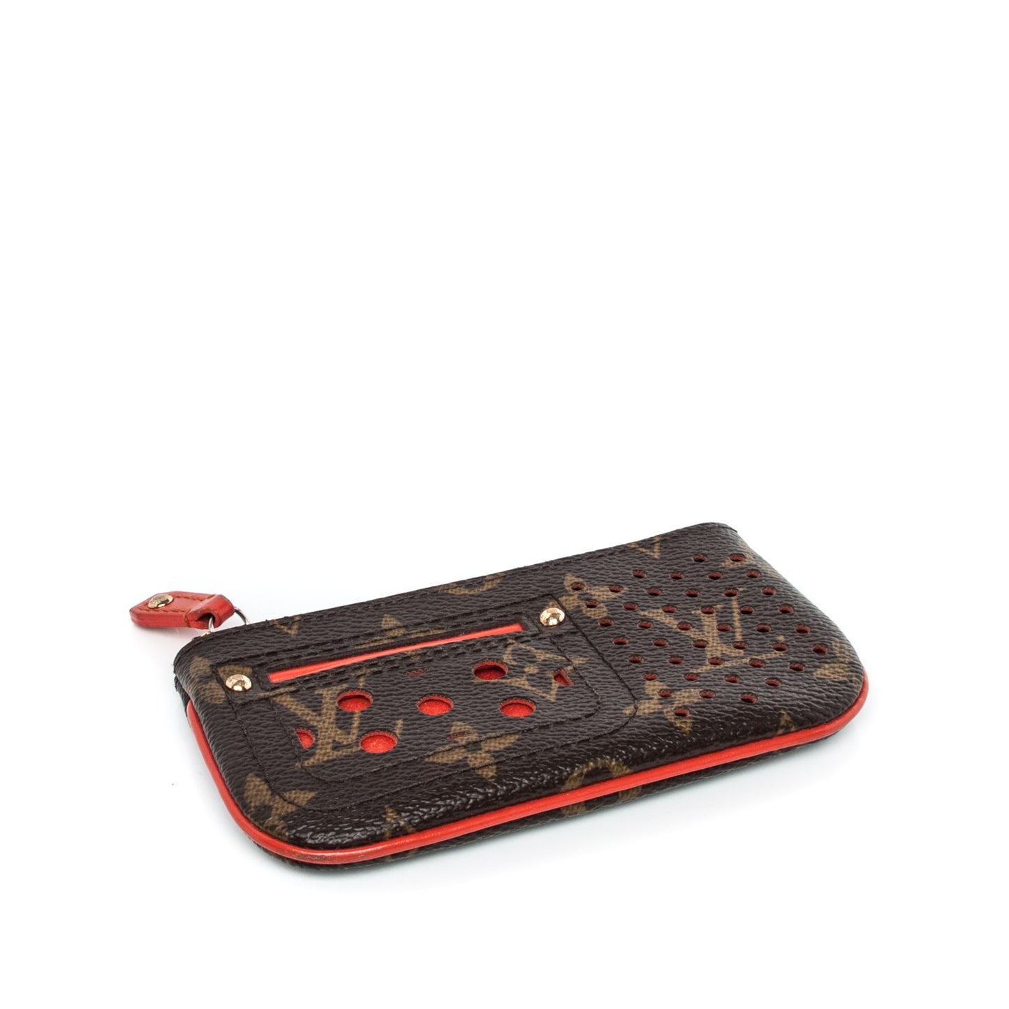 Monogram Perforated Key Pouch Orange