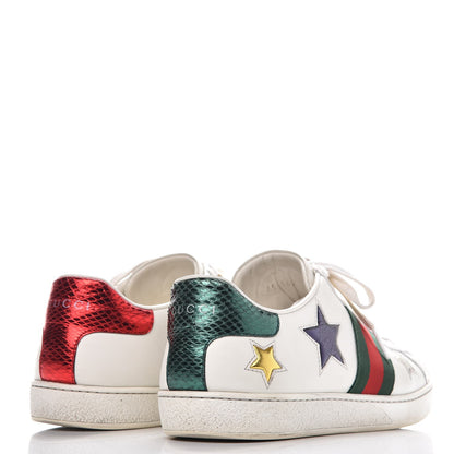 Gucci Calfskin Ayers Web Star Embroidered Womens Ace Sneakers 39 White Multi 4 of 14