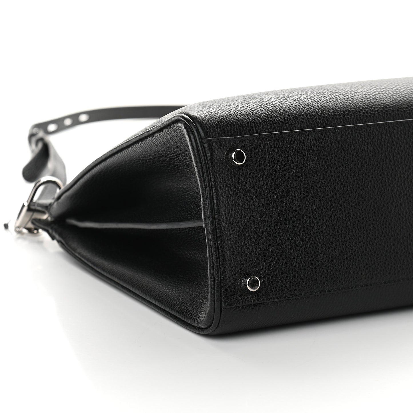 Grainy Calfskin Medium Zumi Top Handle Bag Black