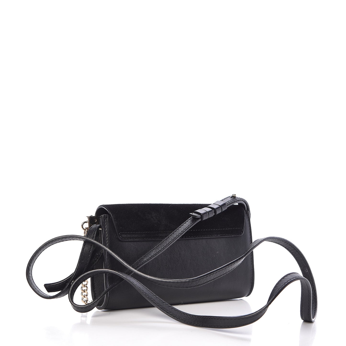 Suede Calfskin Mini Faye Shoulder Bag Black