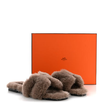 Hermes Woolskin Oran Sandals 40 Etoupe 9 of 9