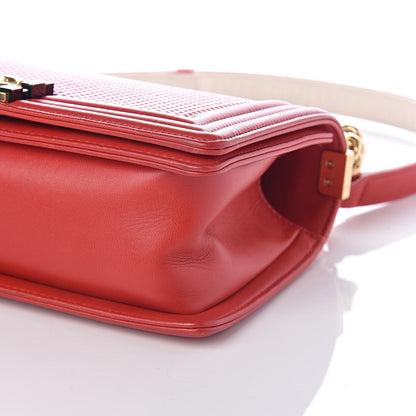 Chanel Lambskin Embossed Medium Boy Cube Flap Red 9 of 9