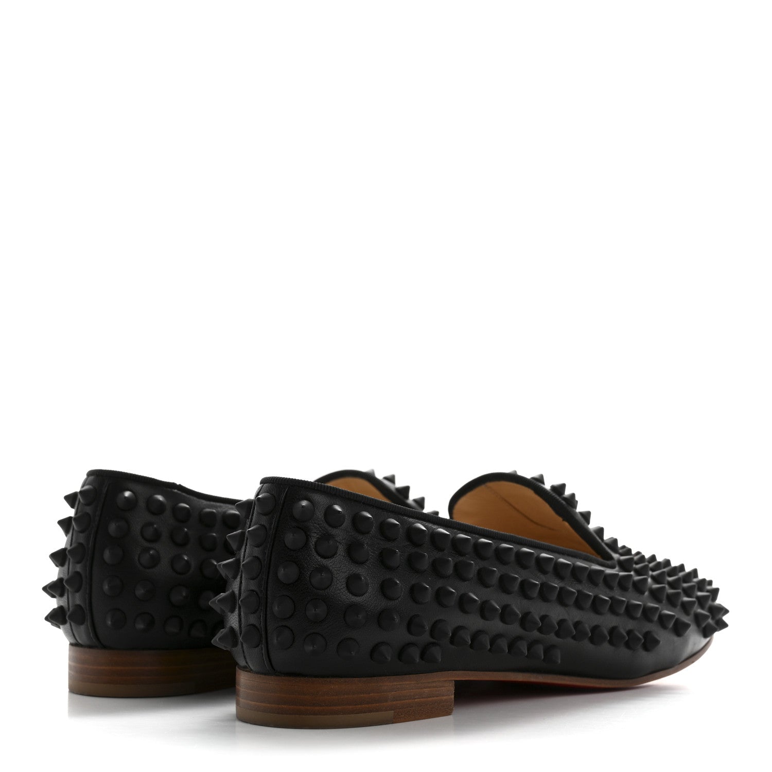 Christian Louboutin Nappa Calfskin Rolling Spikes Flat Loafer 36.5 Black 5 of 9