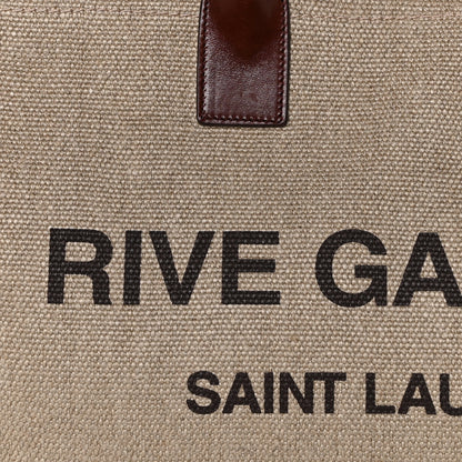 Saint Laurent Linen Calfskin Rive Gauche Tote Natural 10 of 10