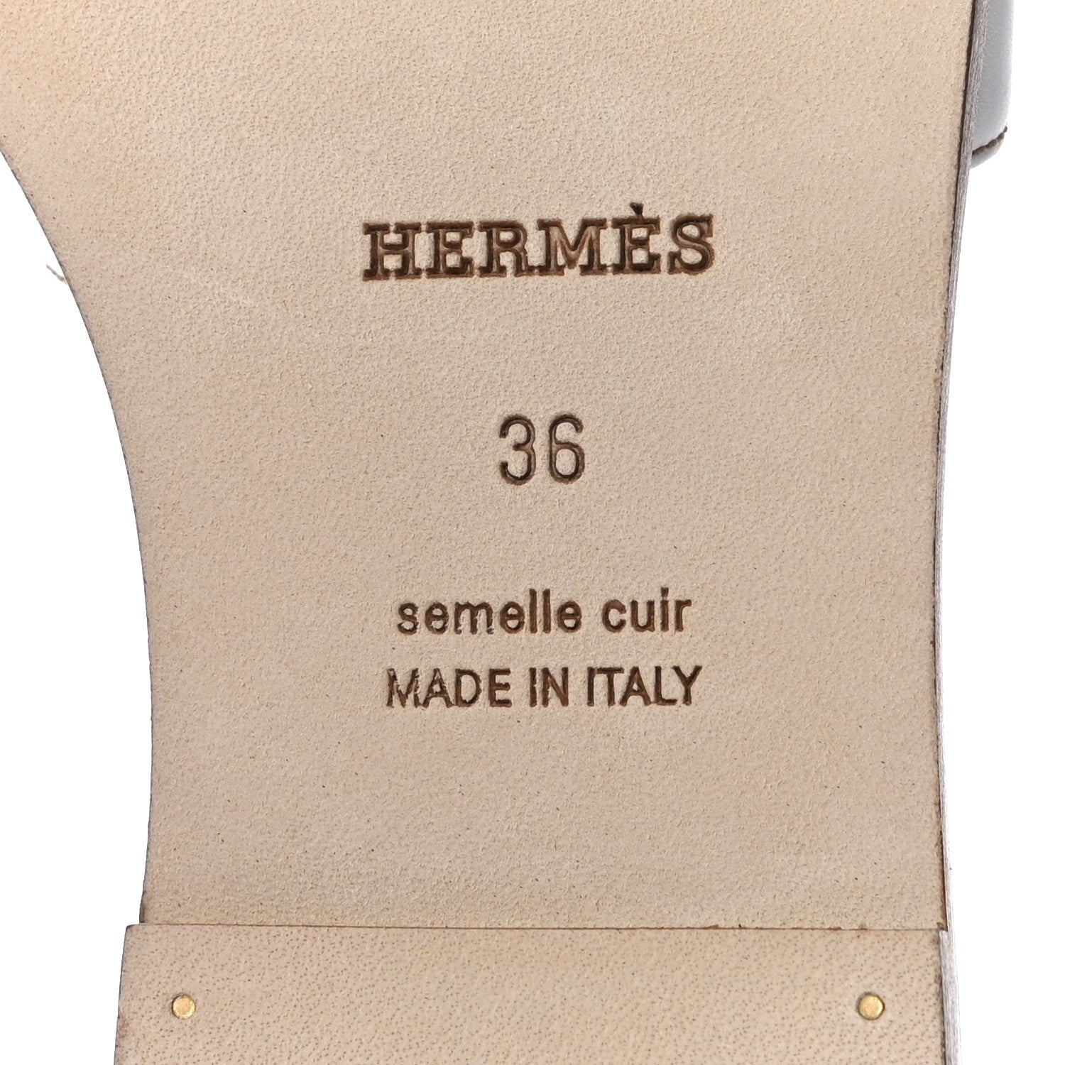 Hermes Box Calfskin Oran Sandals 36 White 7 of 10