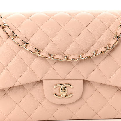 Chanel Caviar Quilted Jumbo Double Flap Light Beige 7 of 10