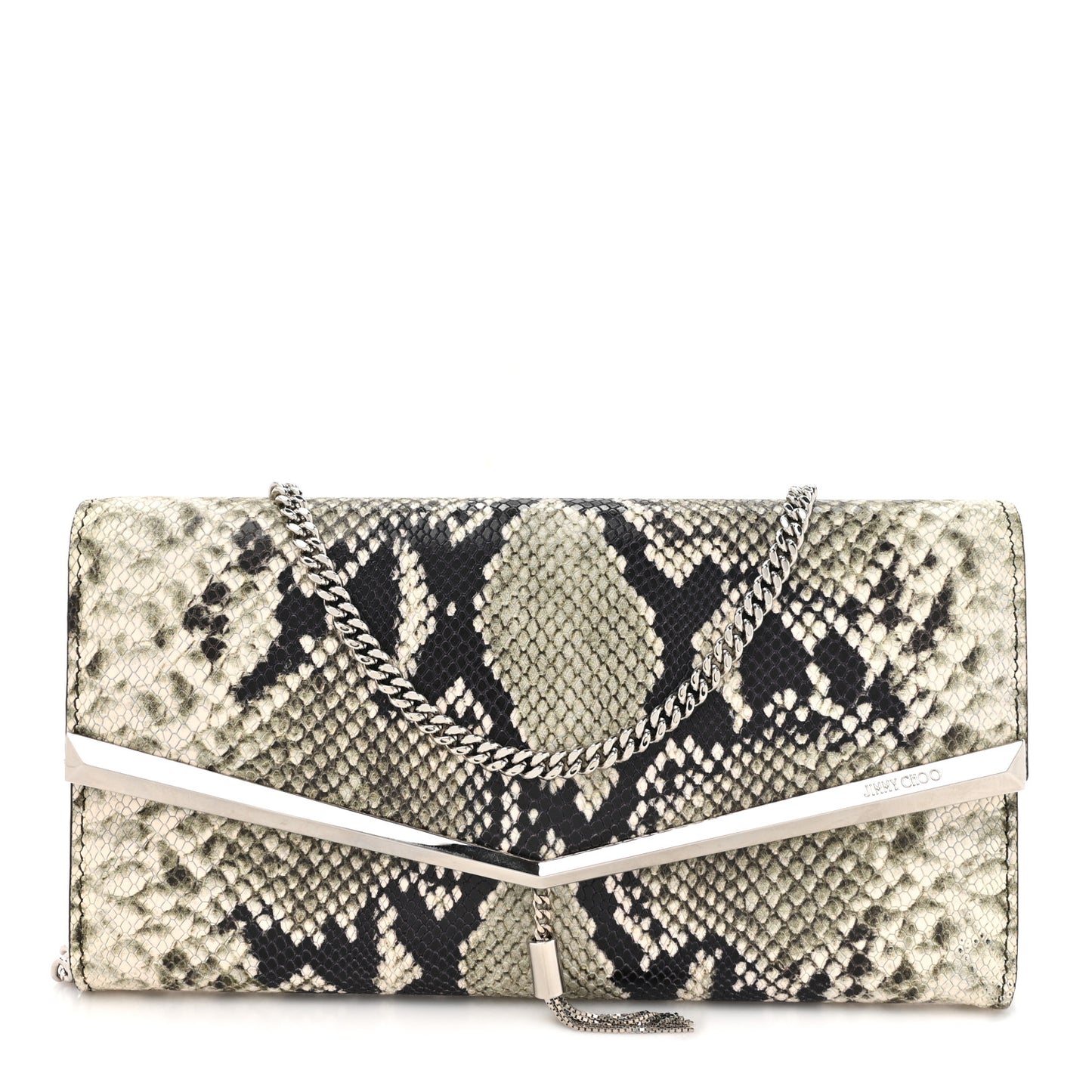 Calfskin Snakeskin Embossed Elish Chain Clutch Multicolor