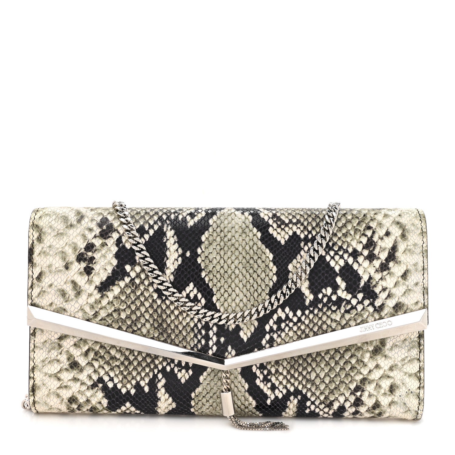 Jimmy Choo Calfskin Snakeskin Embossed Elish Chain Clutch Multicolor 1 of 9
