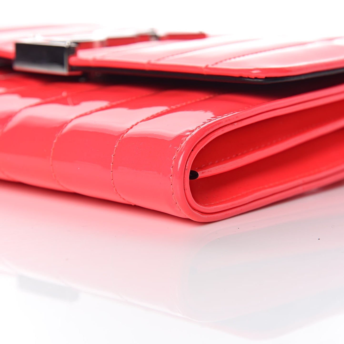 Patent Calfskin Matelasse Monogram Vicky Chain Wallet Neon Pink