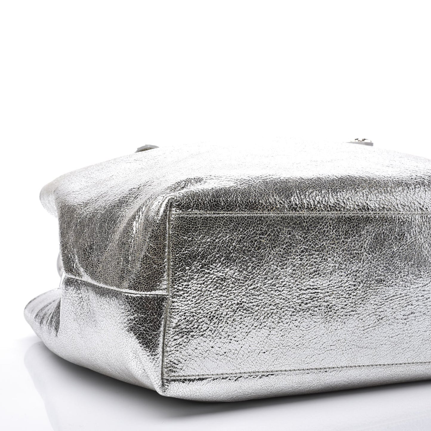 JIMMY CHOO Metallic Calfskin Sofia Shoulder Bag Silver