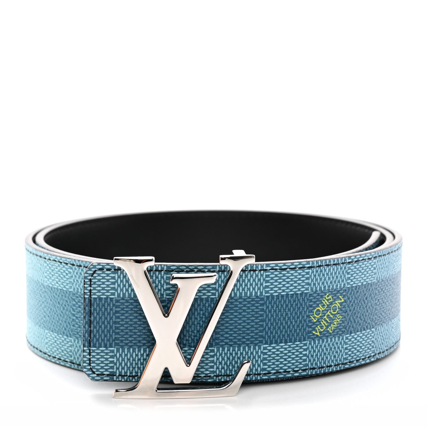 Louis Vuitton Damier Stripes 40MM LV Initiales Reversible Belt 85/34 Sky Blue 2 of 8