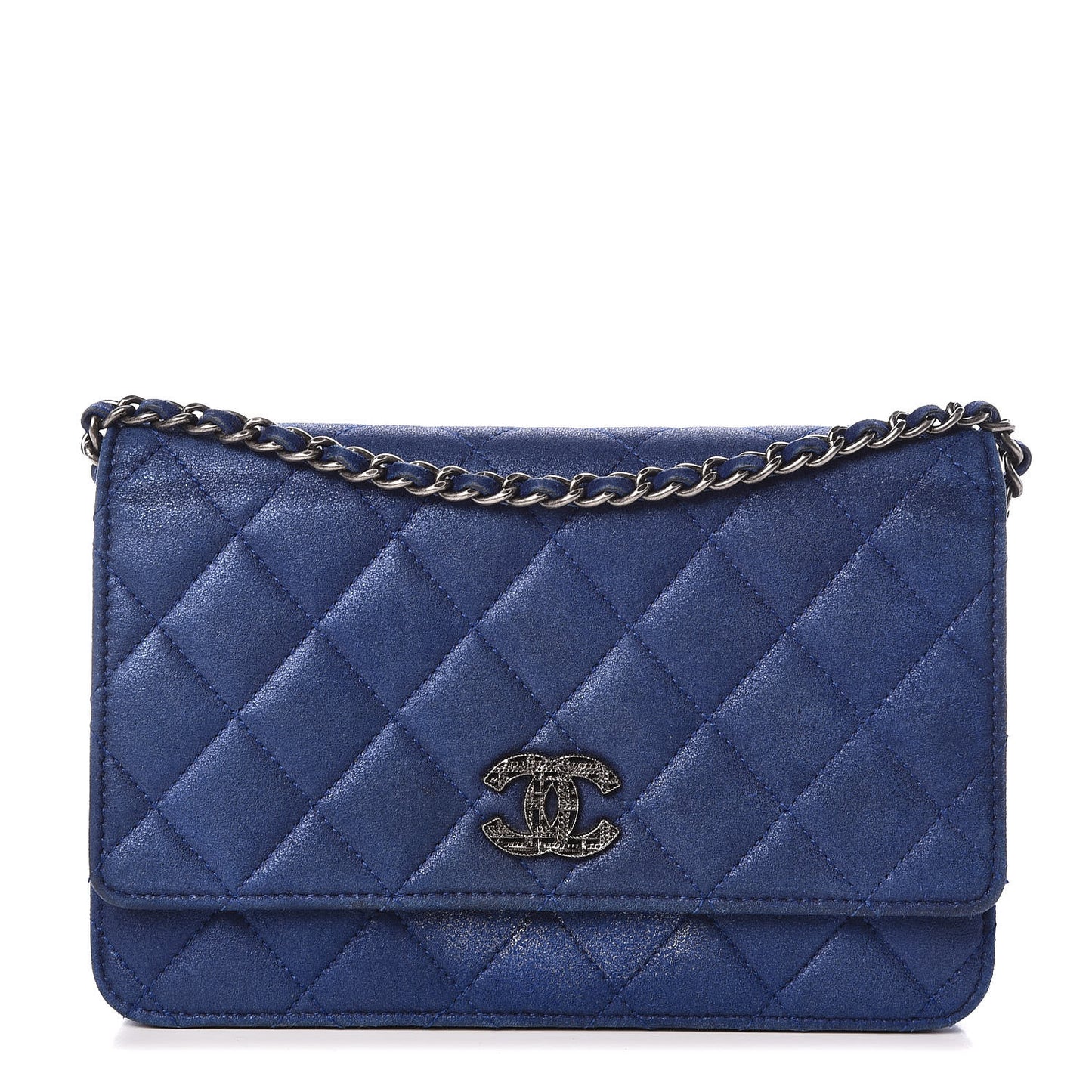 Iridescent Calfskin Quilted Wallet on Chain WOC