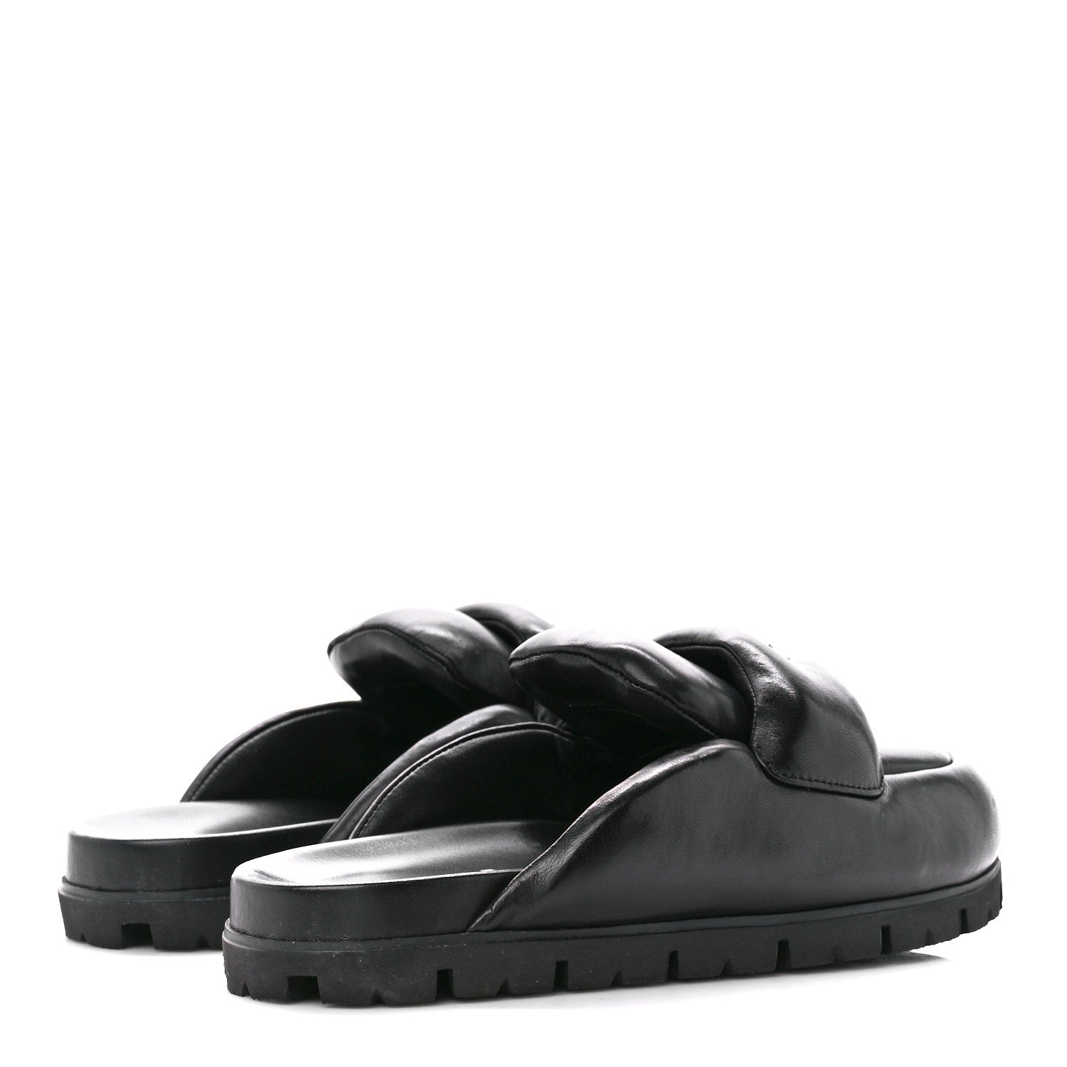 Prada Nappa Soft Padded Metal Triangle Logo Lug Sole 20mm Mules 38 Black 4 of 9