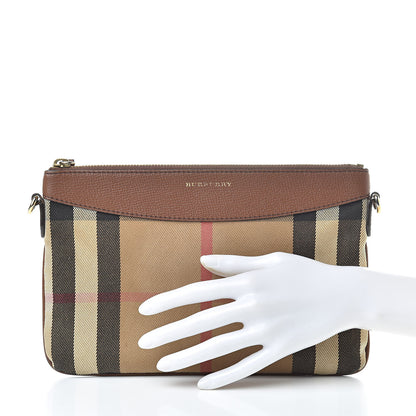Burberry House Check Derby Peyton Crossbody Clutch Bag Tan 2 of 13