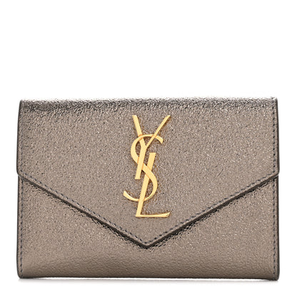 Saint Laurent Grained Metallic Calfskin Small Monogram Envelope Wallet Bronze 1 of 7