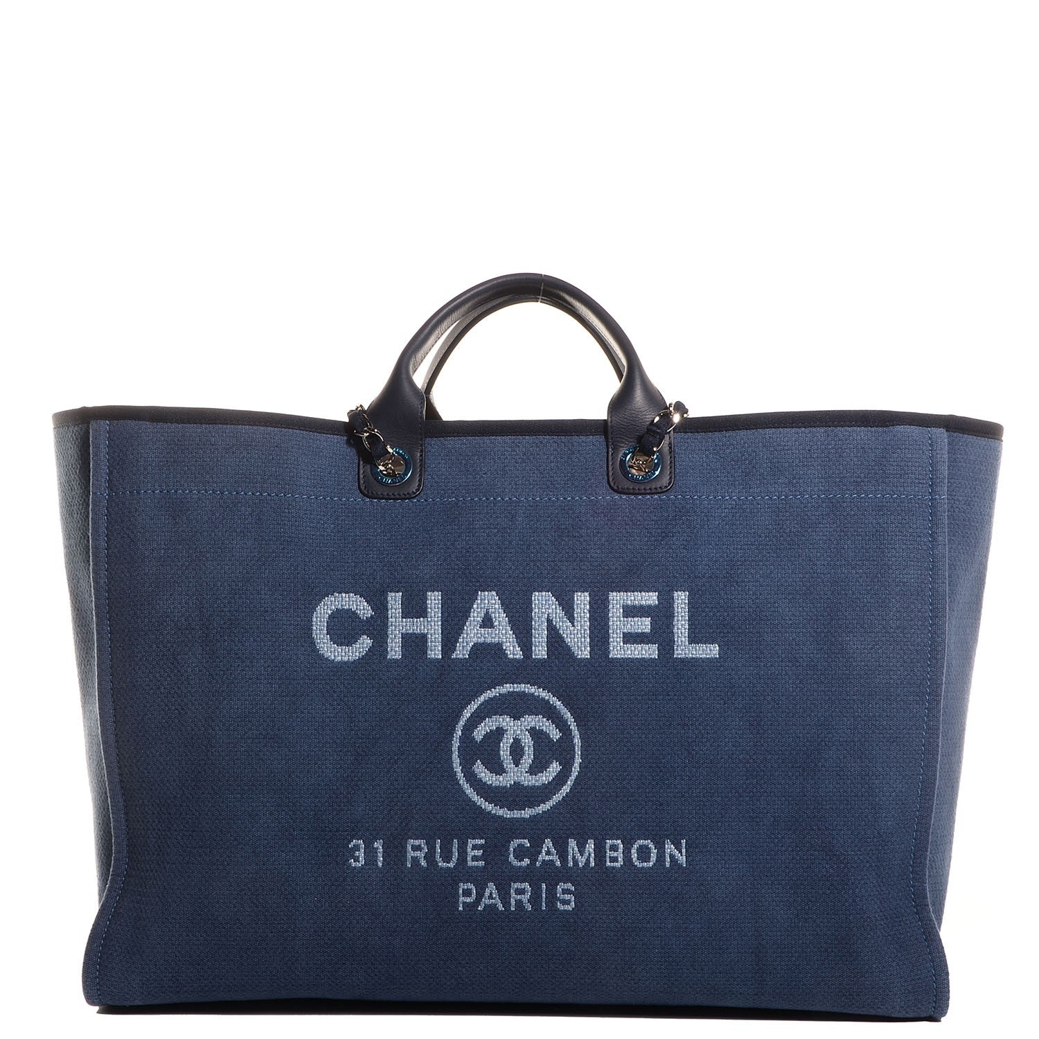 Chanel Canvas Deauville Large Tote Denim Blue 1 of 7