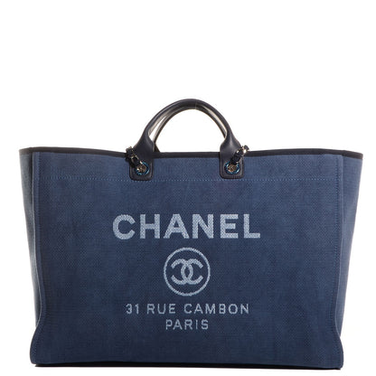Chanel Canvas Deauville Large Tote Denim Blue 1 of 7