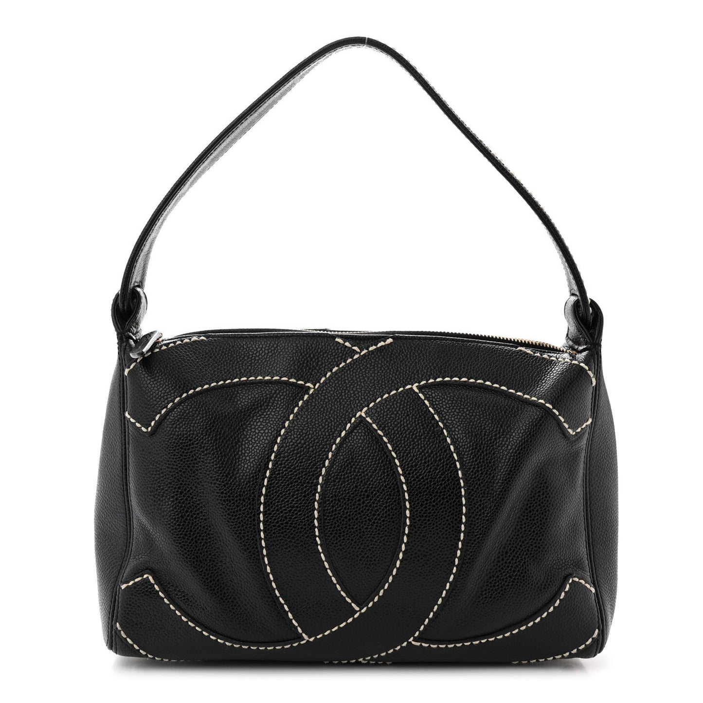 Caviar CC Stitched Medium Hobo Black