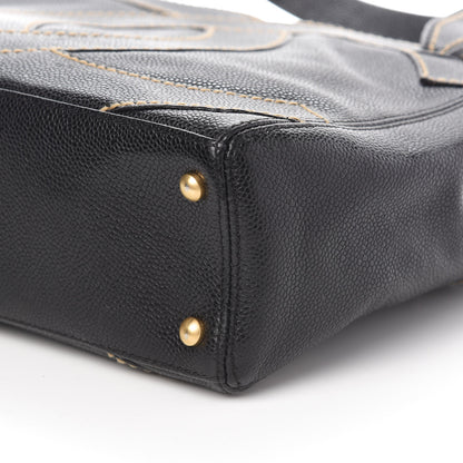 Chanel Caviar CC Stitched Small Tote Black 9 of 10