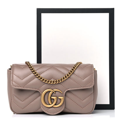 Gucci Calfskin Matelasse Super Mini GG Marmont Shoulder Bag Porcelain Rose 11 of 11