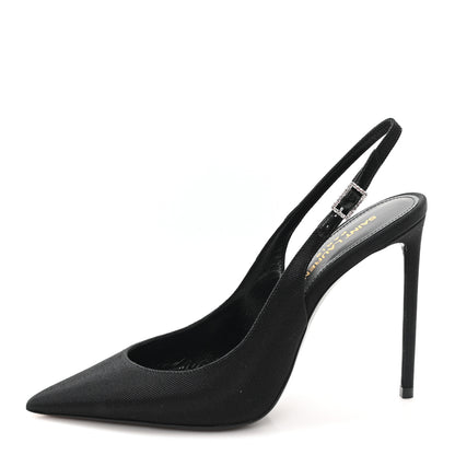 Saint Laurent Grosgrain Penelope Zoe 105 Slingback Pump 36.5 Black 1 of 10