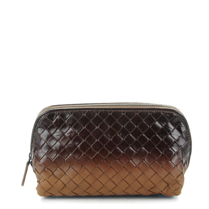 Bottega Veneta Nappa Patent Intrecciato Ombre Cosmetic Case Brown Taupe 1 of 8