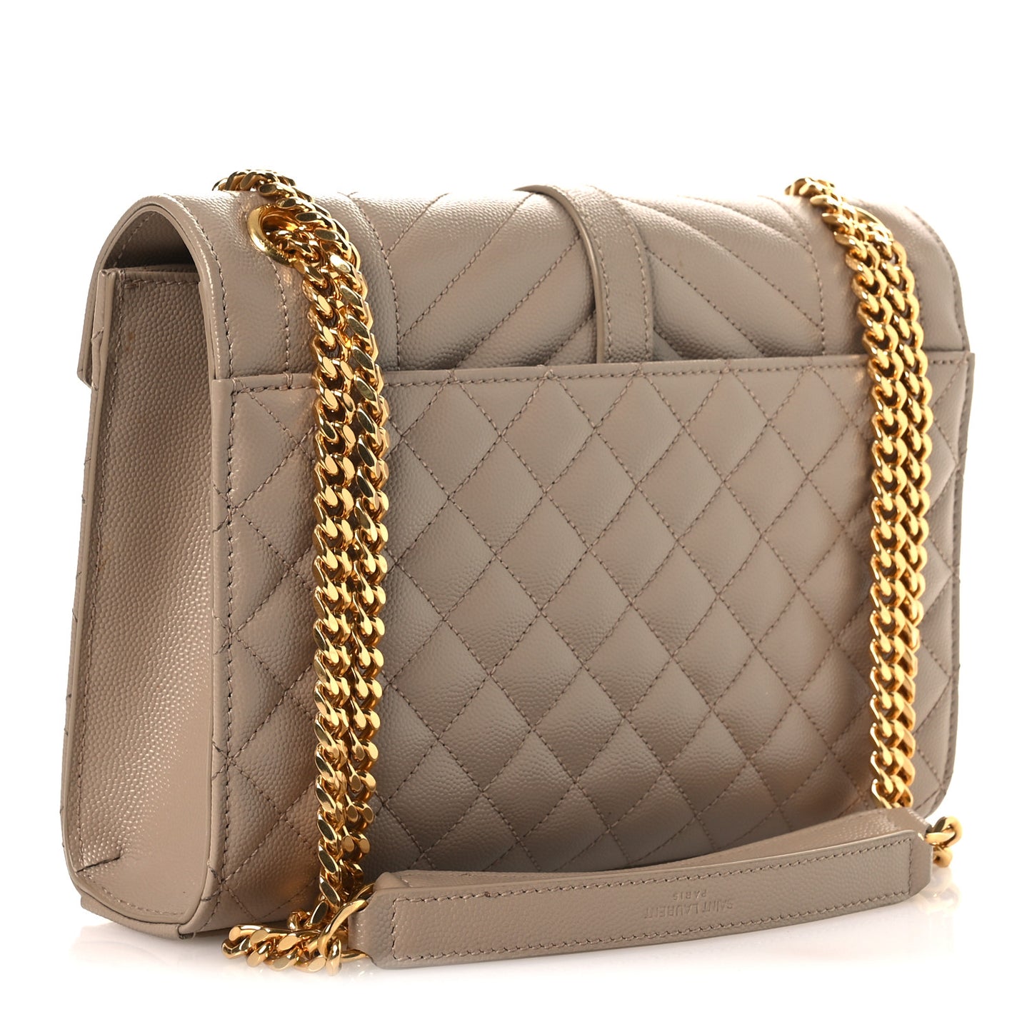Grain De Poudre Textured Mixed Matelasse Medium Triquilt Monogram Satchel Dark Beige