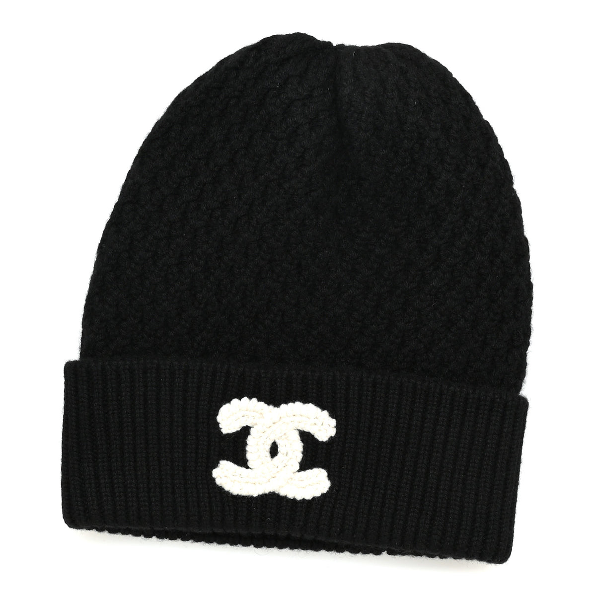 Chanel Cashmere CC Logo Beanie Hat Black 1 of 6