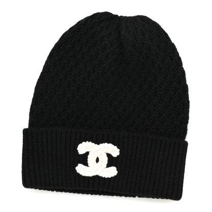 Chanel Cashmere CC Logo Beanie Hat Black 1 of 6