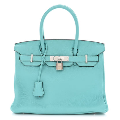 Hermes Taurillon Clemence Birkin 30 Bleu Atoll 1 of 9