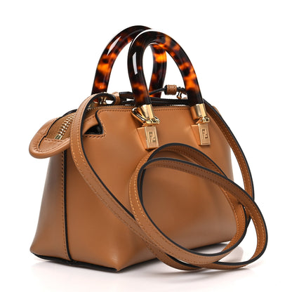 Fendi Vitello King Plexiglass Logo Embossed Mini By The Way Top Handle Boston Bag Caramello 3 of 10