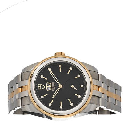 TUDOR Stainless Steel 18K Yellow Gold Diamond 42mm Glamour Double Date Automatic Watch Black 57003 2 of 4