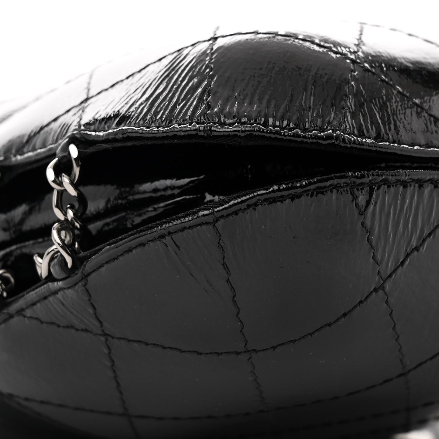 Patent Goatskin Quilted Small Gabrielle Bucket Black