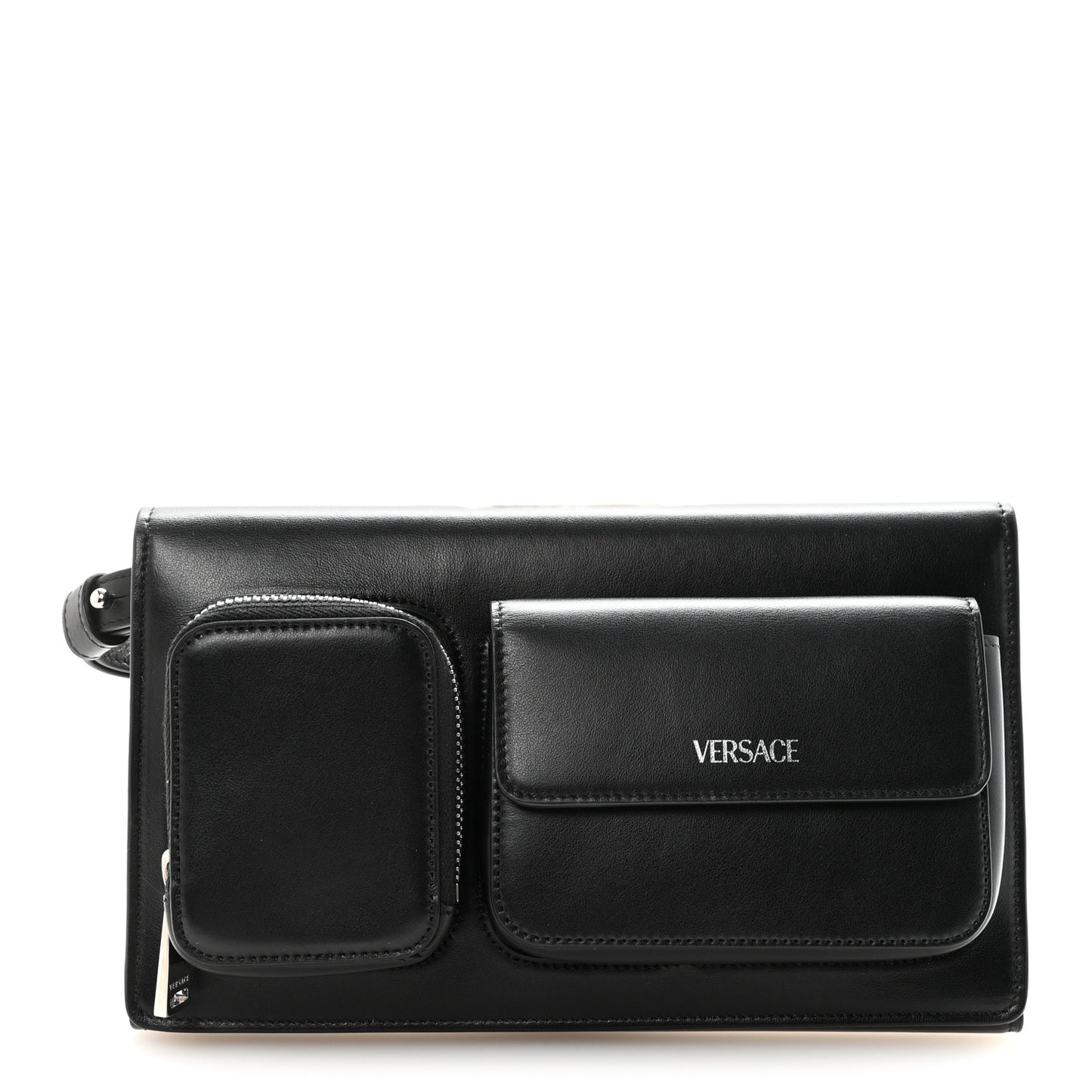 Calfskin Trifold Document Case Clutch Black