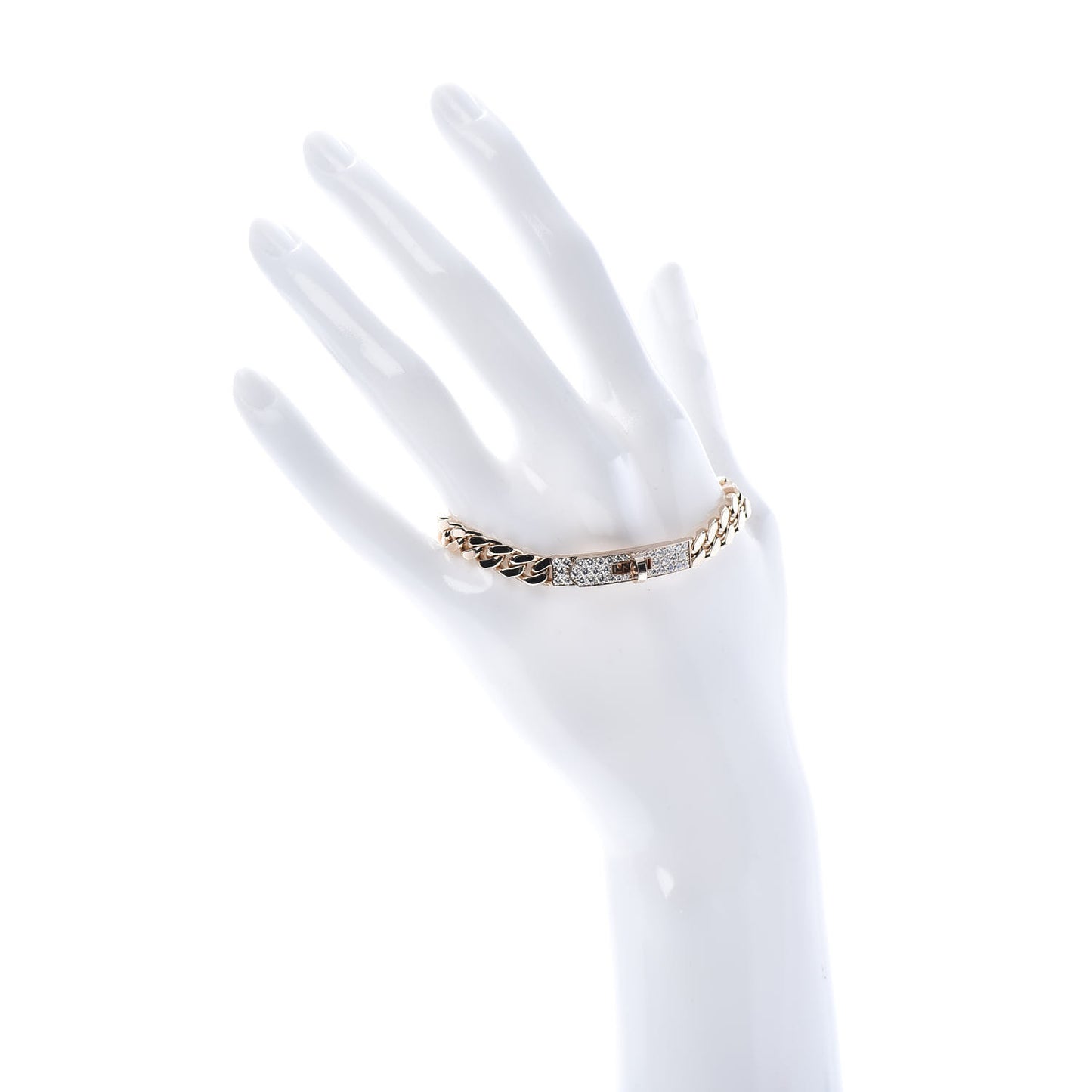 18K Rose Gold Diamond PM Kelly Gourmette Bracelet SH