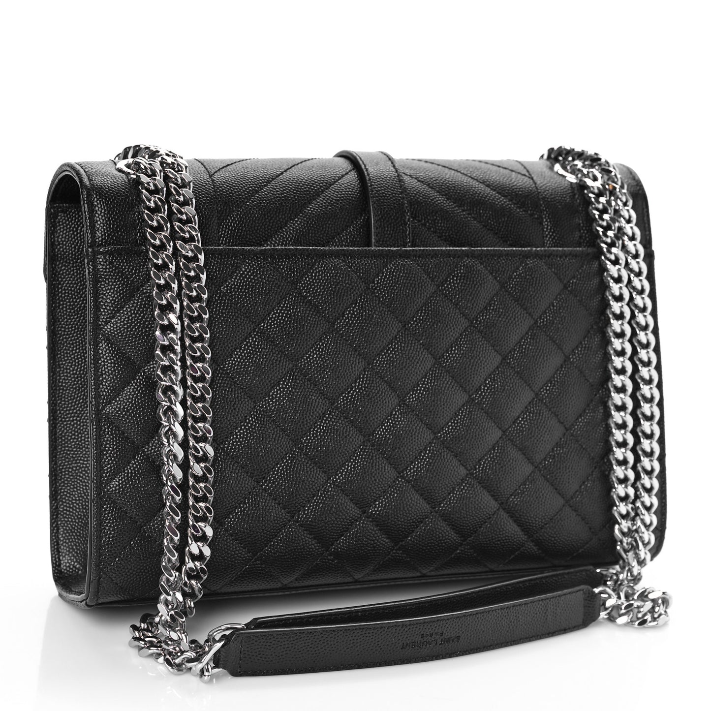 Grain De Poudre Textured Mixed Matelasse Triquilt Medium Monogram Satchel Black