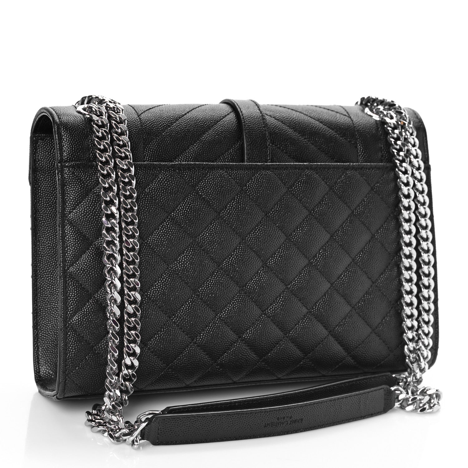 Saint Laurent Grain De Poudre Textured Mixed Matelasse Triquilt Medium Monogram Satchel Black 3 of 10