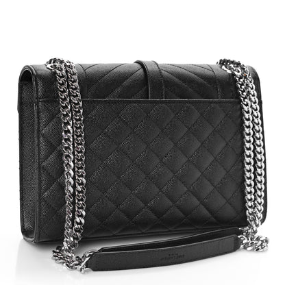 Saint Laurent Grain De Poudre Textured Mixed Matelasse Triquilt Medium Monogram Satchel Black 3 of 10