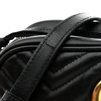Gucci Calfskin Matelasse Small GG Marmont Chain Shoulder Bag Black 14 of 15