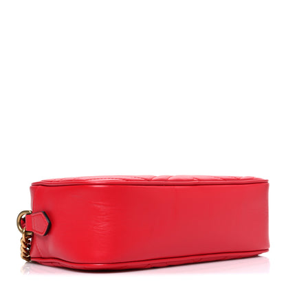 Gucci Calfskin Matelasse Small GG Marmont Chain Shoulder Bag Hibiscus Red 4 of 10