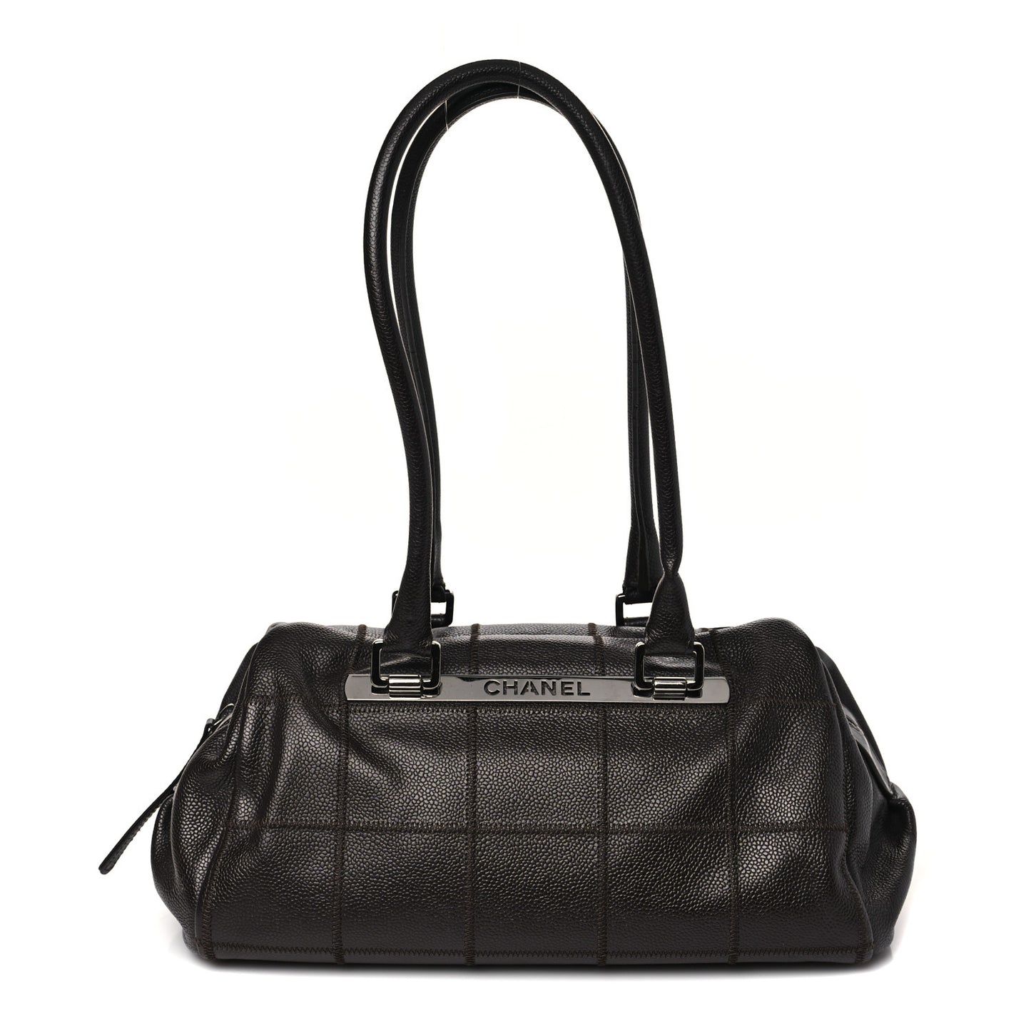 Caviar Square Stitched Tote Dark Brown